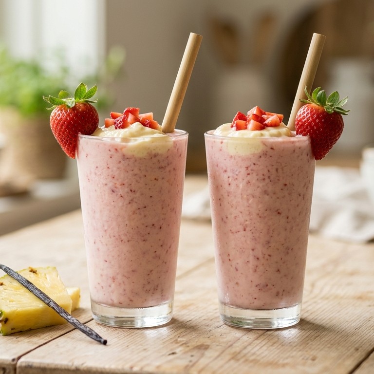 Aarbeienmilkshake met ananasroomkaas recept