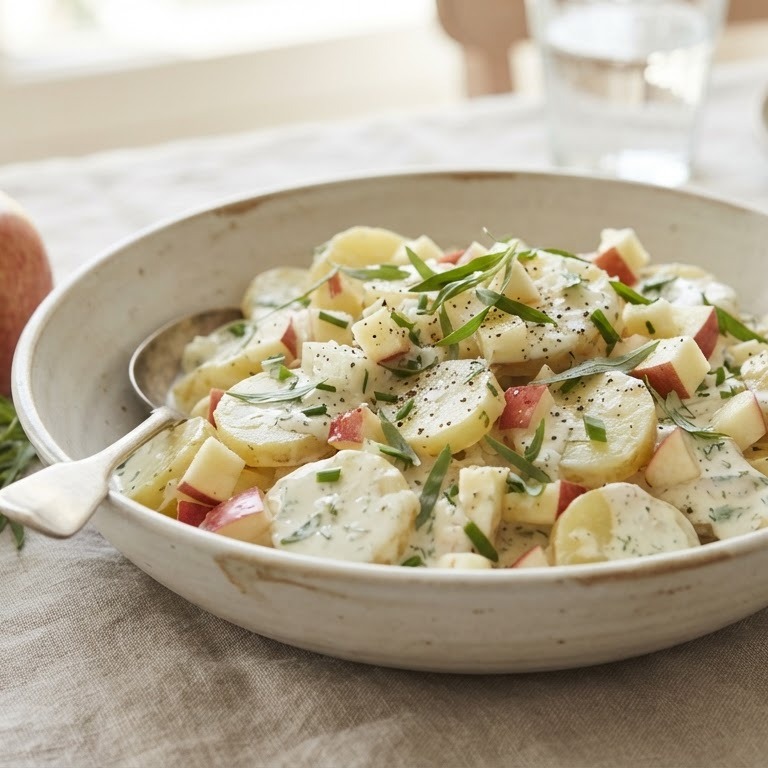 Aardappel-appelsalade met room recept