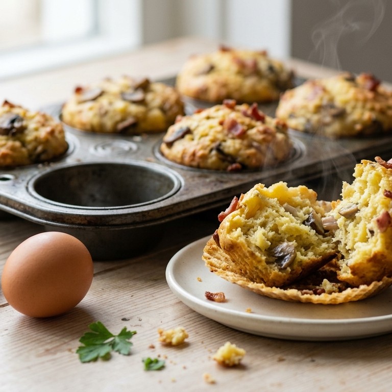 Aardappel-champignonmuffins met sjalot en bacon recept