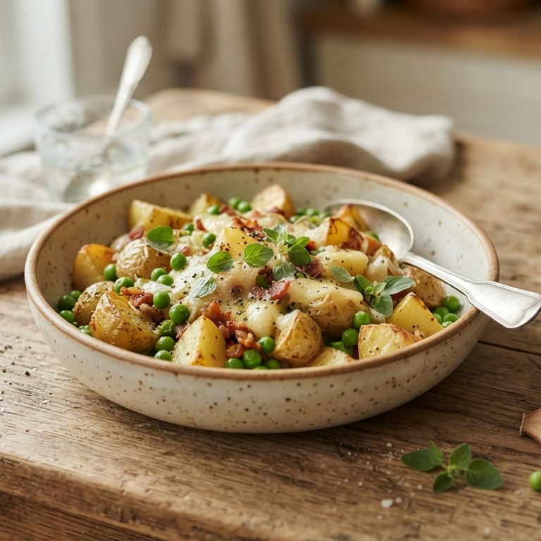 Aardappel-doperwtenschotel recept