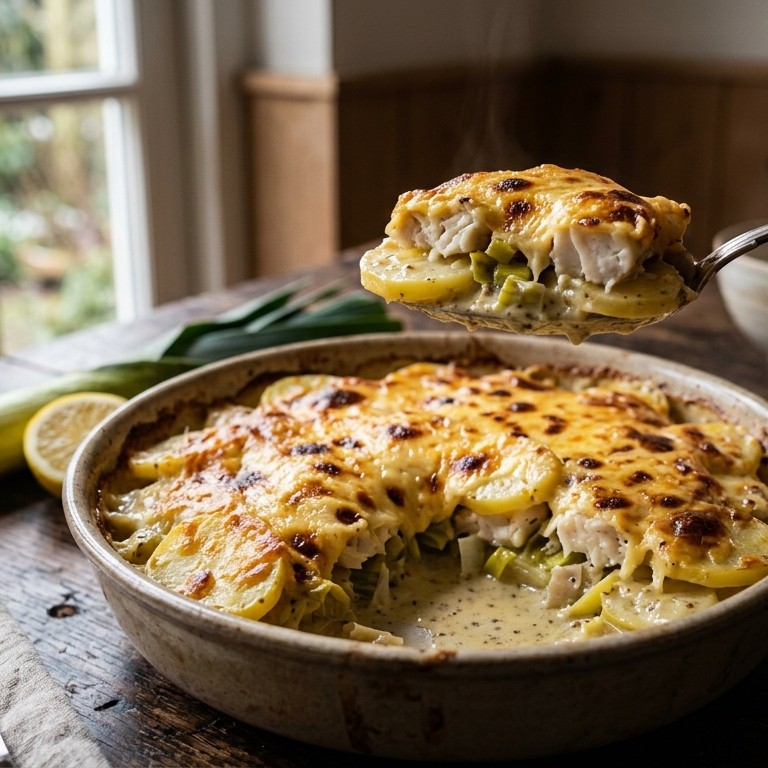 Aardappel-visschotel recept