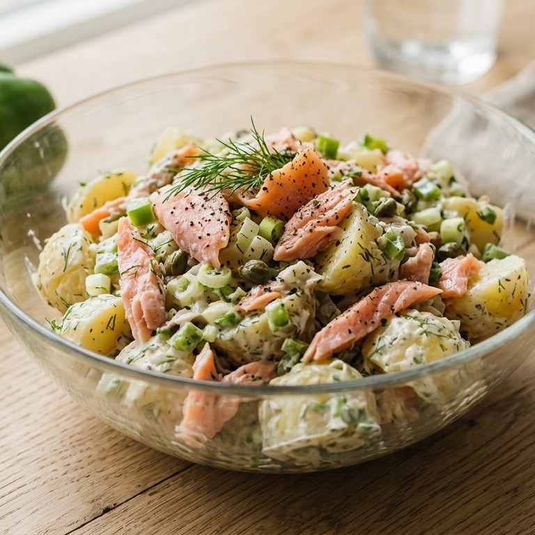 Aardappel/zalm salade recept