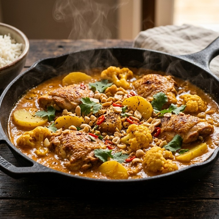 Aardappelcurry met kip en bloemkool recept