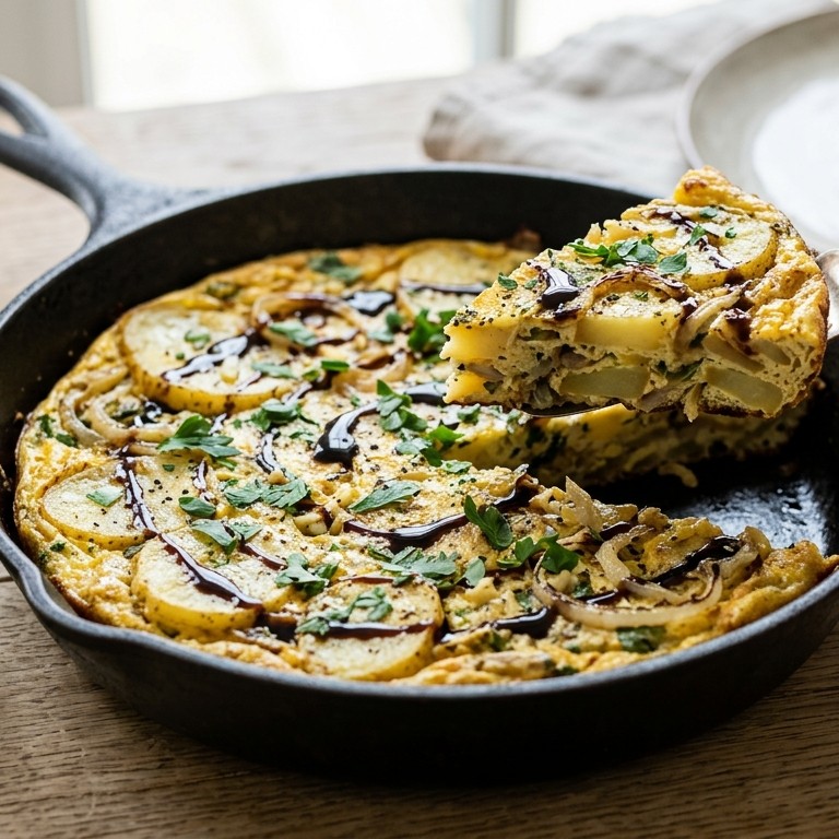 Aardappelfrittata  met balsamicoazijn recept