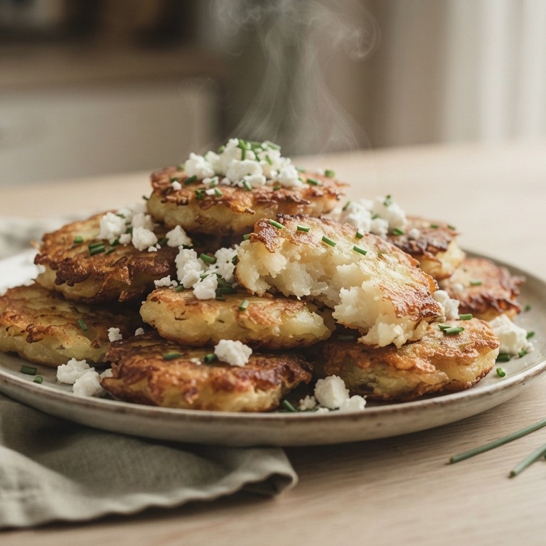 Aardappelkoekjes met bieslook en feta recept