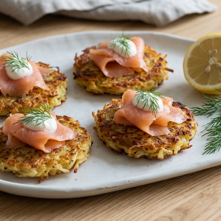 Aardappelkoekjes met gerookte zalm recept