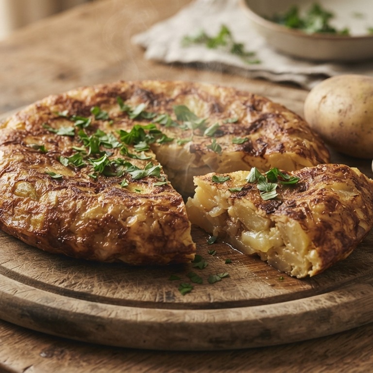 Aardappelomelet met knoflook en peterselie recept