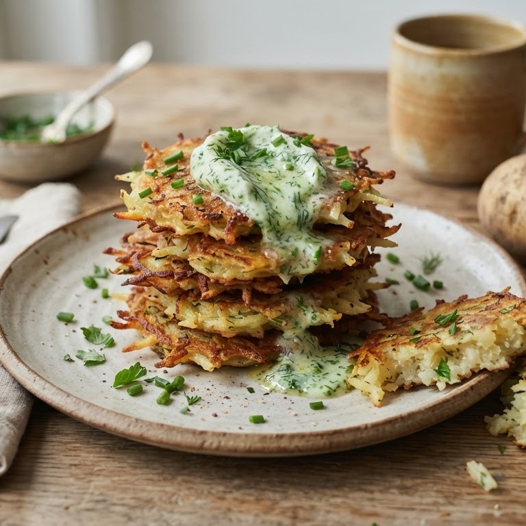 Aardappelpannenkoekjes met kruidenkaas recept