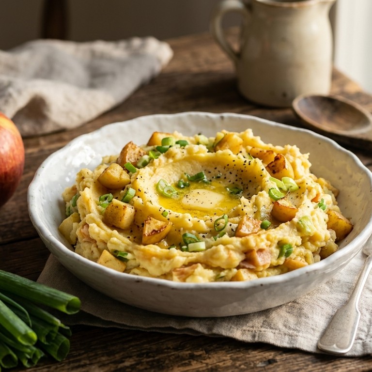 Aardappelpuree met appel en bosui recept