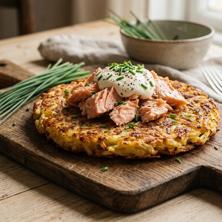 Aardappelrosti met zalm recept