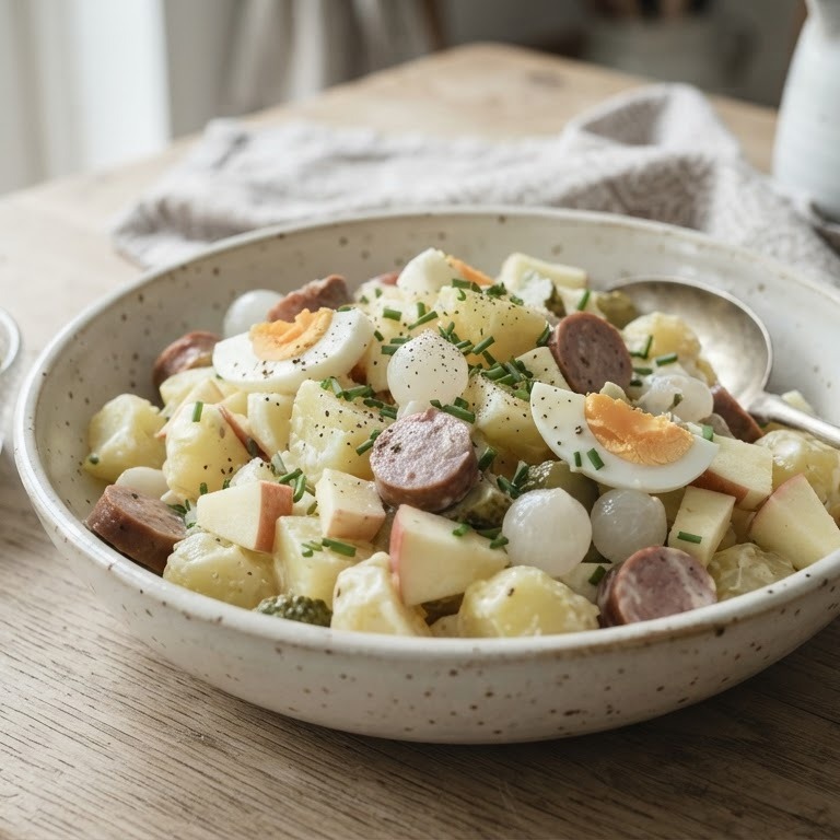 Aardappelsalade met augurken en zilveruitjes recept