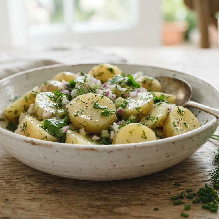 Aardappelsalade met bieslook-dilledressing recept