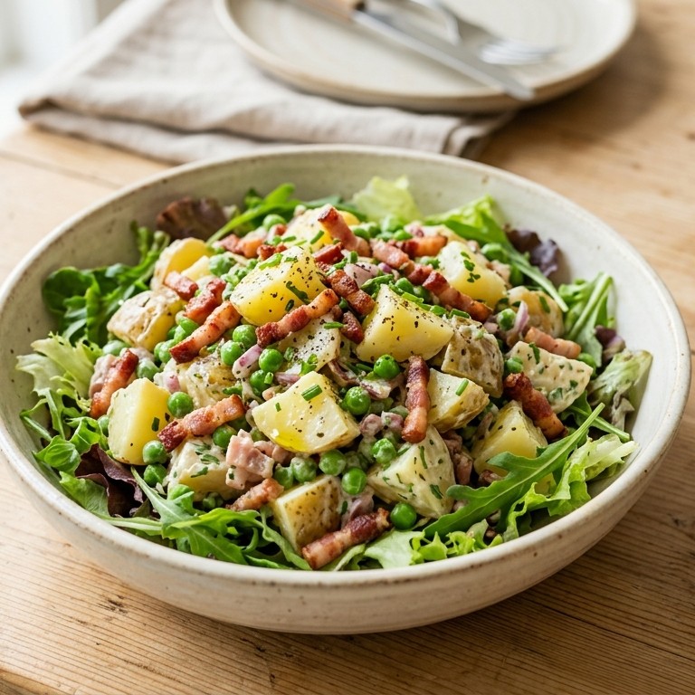 Aardappelsalade met spekjes recept
