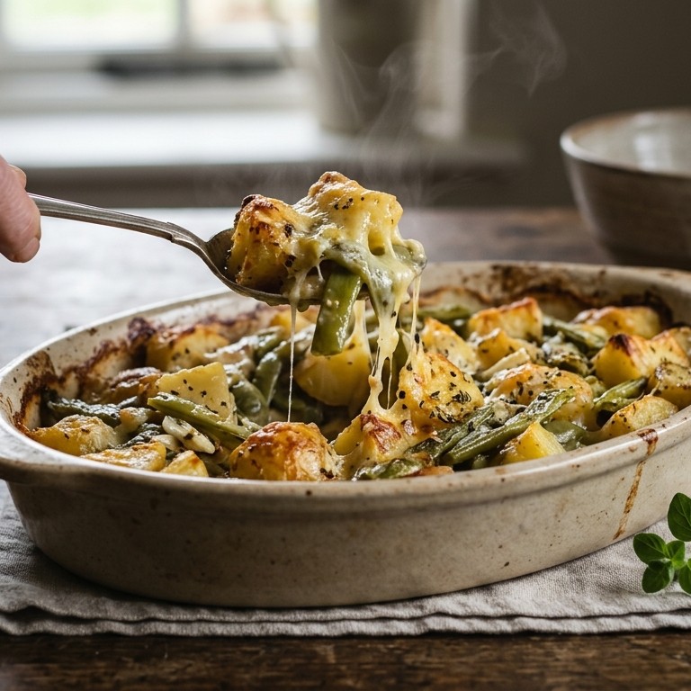 Aardappelschotel met snijbonen recept