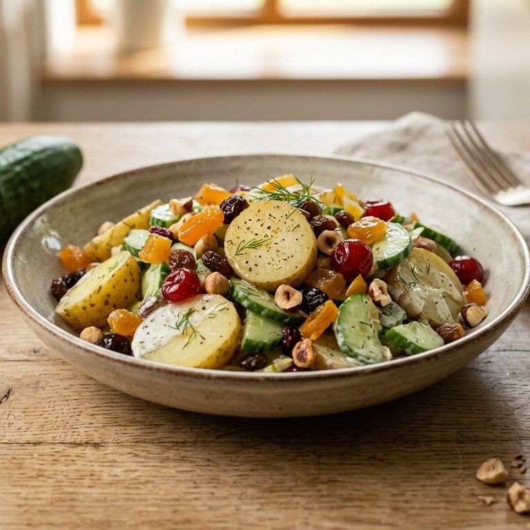 Aardappelschotel met zuidvruchten en noten recept