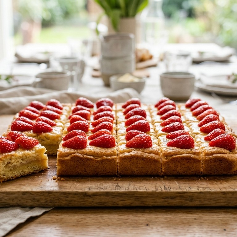 Aardbei-amandelgebak voor buffet recept