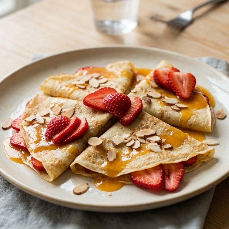 Aardbeien-amandelcrèpes recept