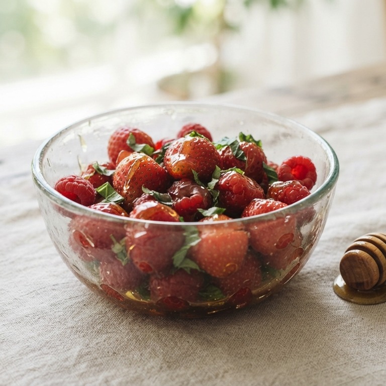 Aardbeien en frambozen met honing recept