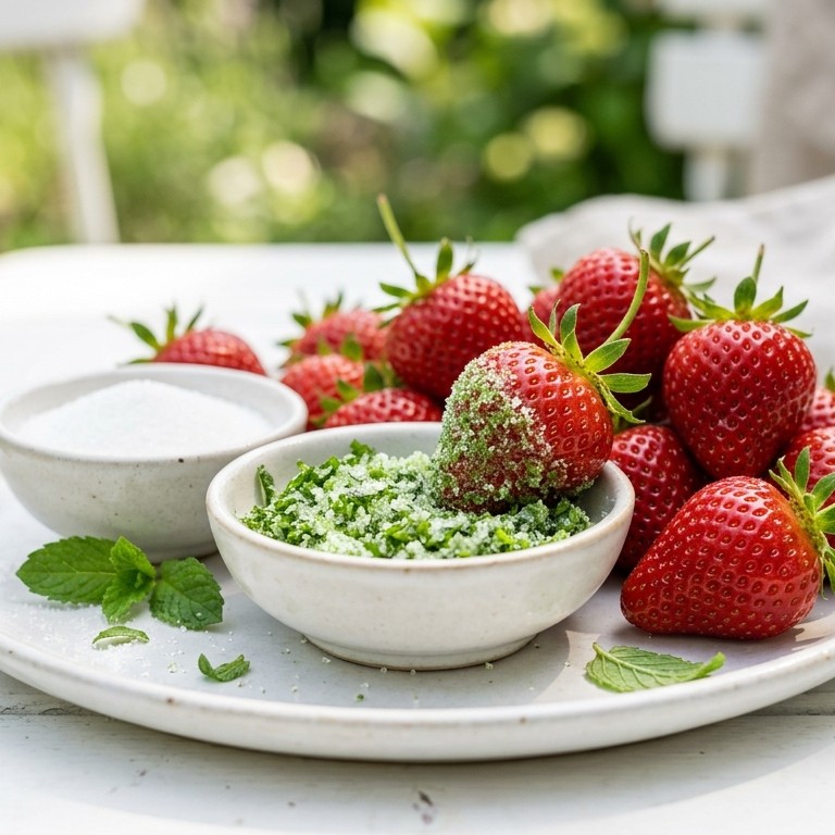 Aardbeien met muntdip recept