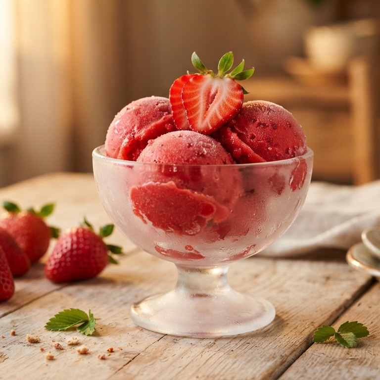 Aardbeien sorbetijs recept