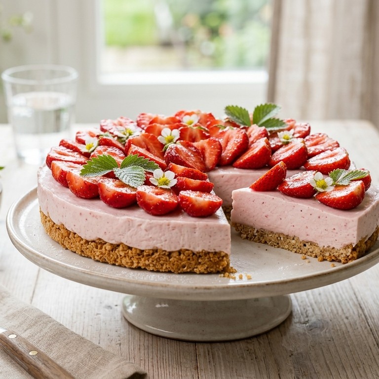 Aardbeien-yoghurttaart  zonder bakken recept