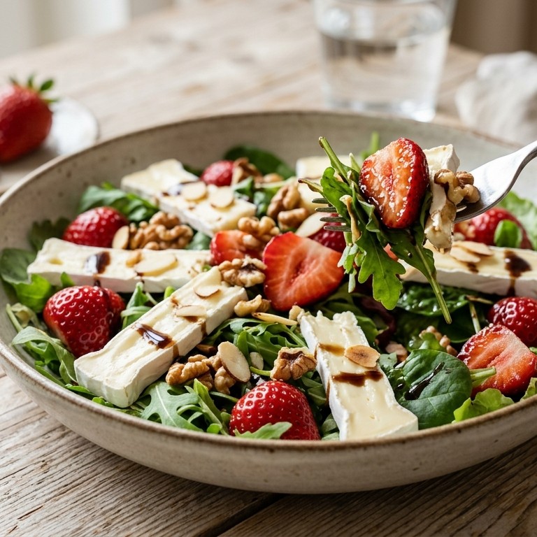 Aardbeiensalade met brie recept