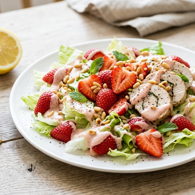Aardbeiensalade met kip recept