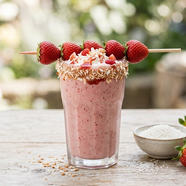 Aardbeienshake met een dipje kokos recept