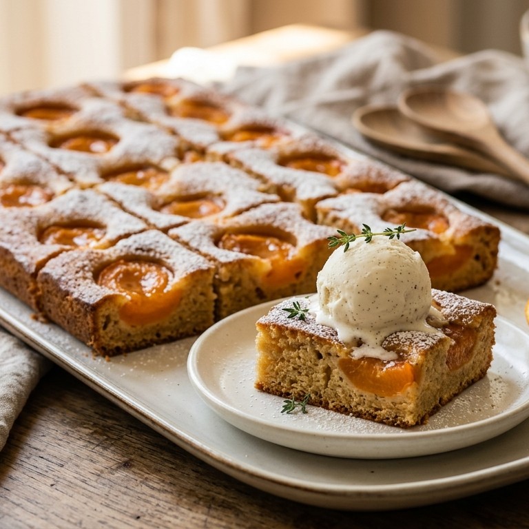 Abrikozencake met roomijs voor buffet recept