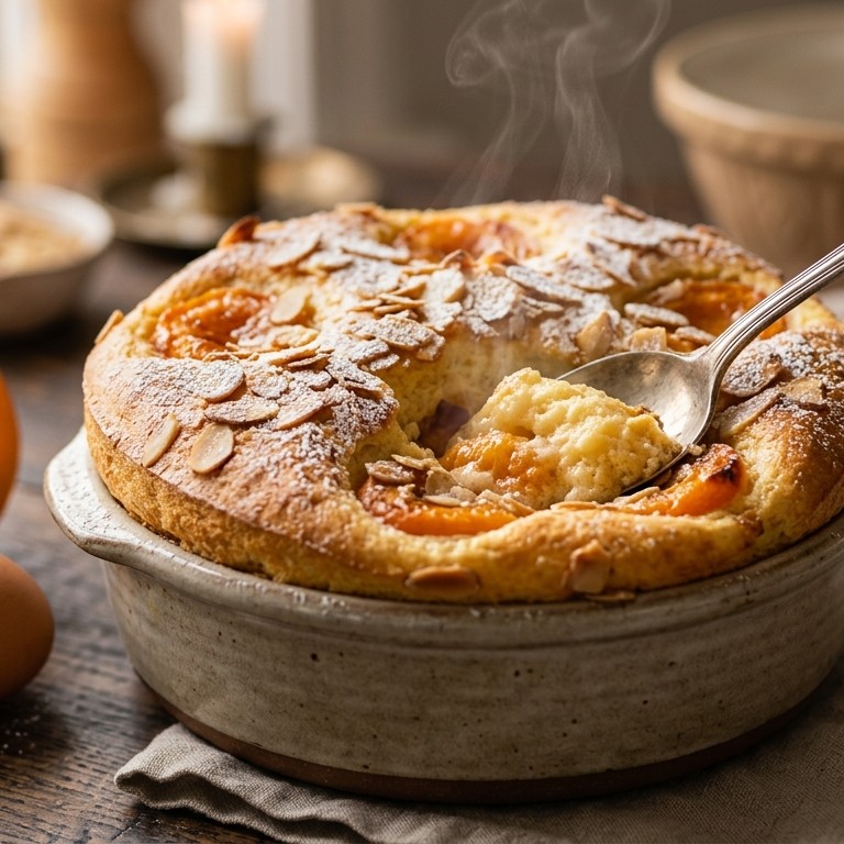 Abrikozensoufflé met amandelschaafsel recept