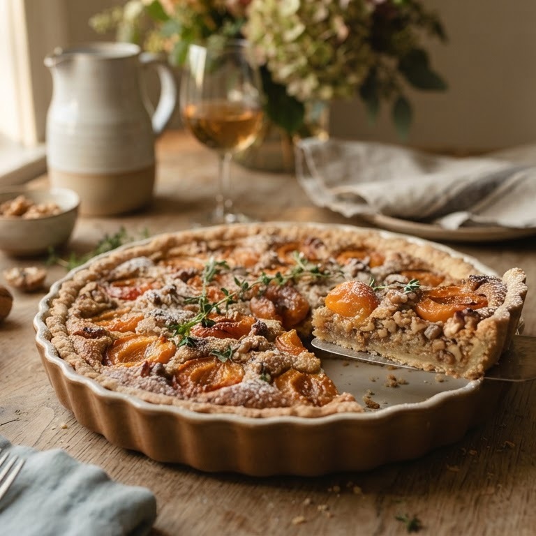 Abrikozentaart met walnoten recept