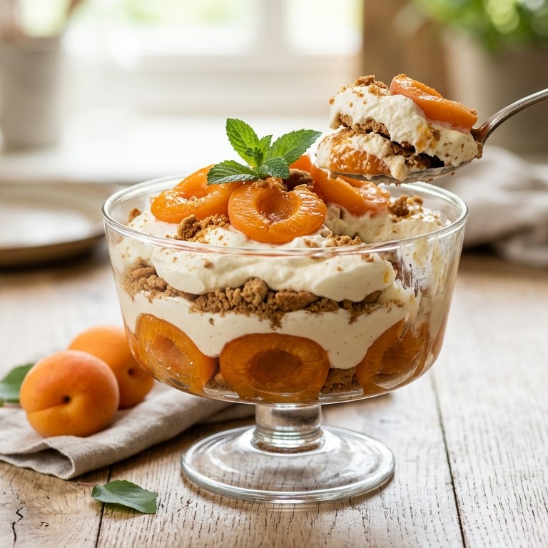 Abrikozentriffle met vanillekwark recept