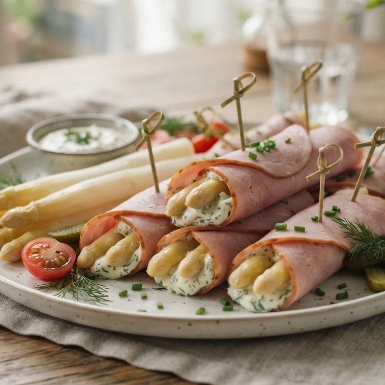 Achterham met roomkaas en asperge recept