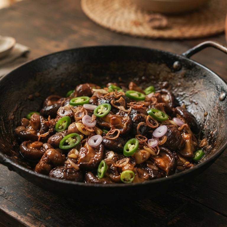 Aduk Goreng Jamur Dengan boemboe (champignons) recept