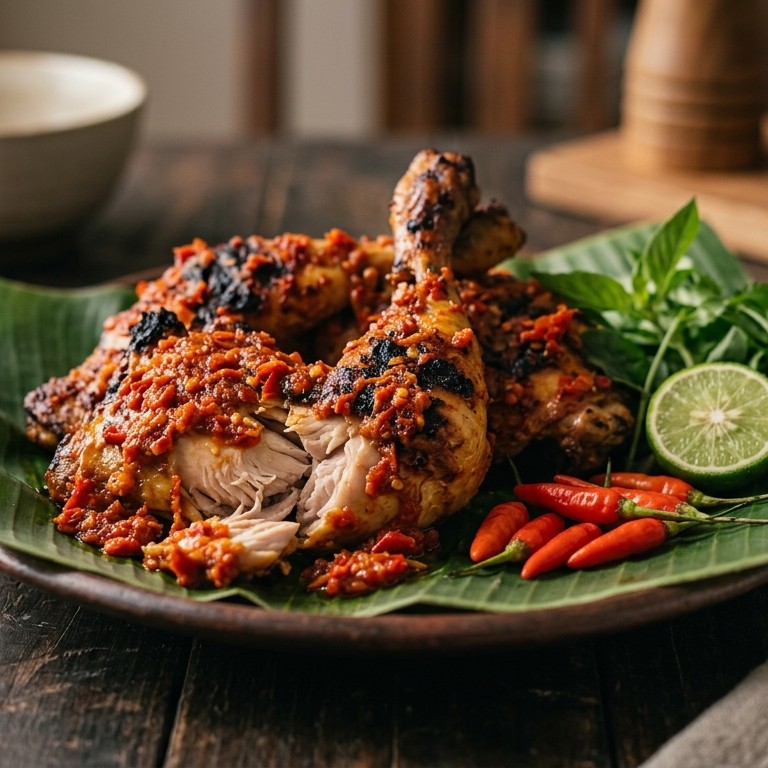 Ajam Bakar Rica (gebakken kip in kruidenpasta) recept