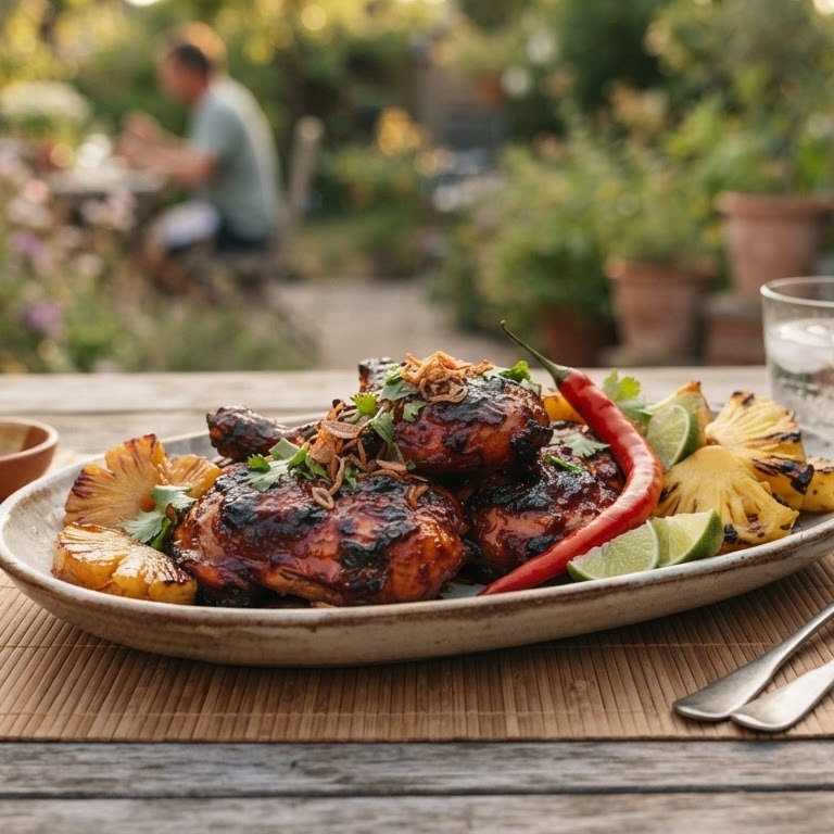 Ajam Bakar Taliwang  (hete gegrilde kip met ananas) recept