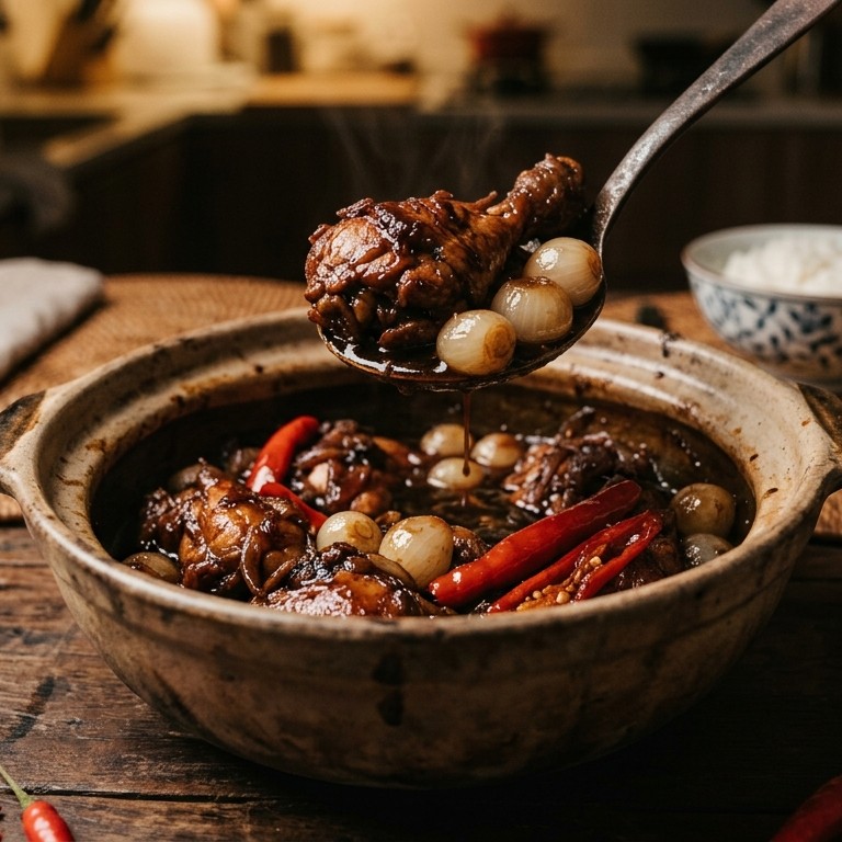 Ajam Bawang Dua (gestoofde kip met zilveruitjes) recept