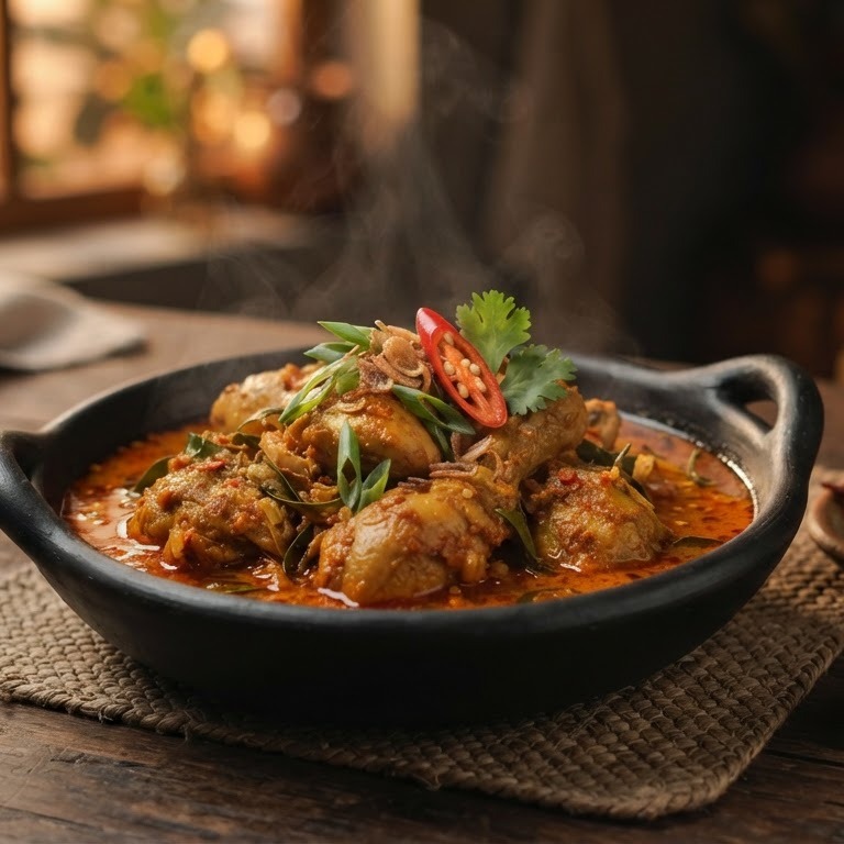 Ajam boemboe besengek pedis (zeer pittig gekruide kip) recept