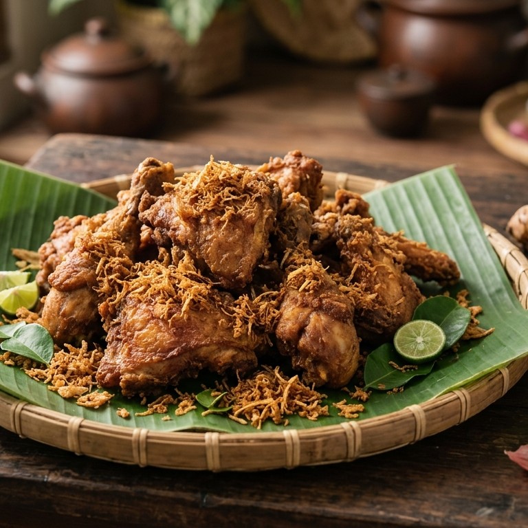 Ajam Goreng Boemboe ( kip bestrooit met laos) recept