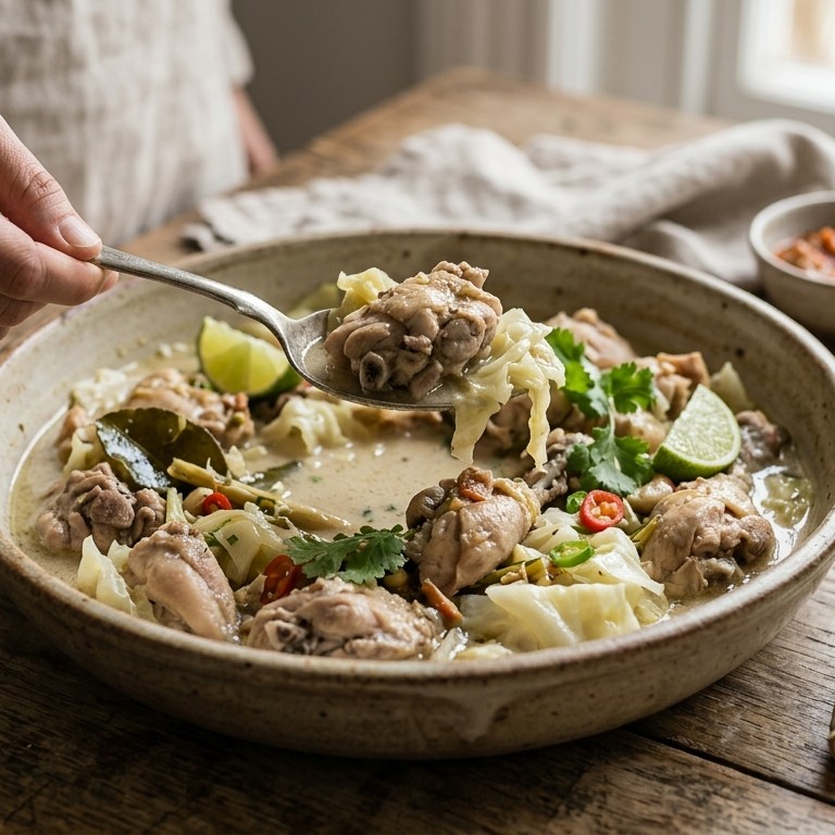 Ajam Lelawar (kip met kool) recept