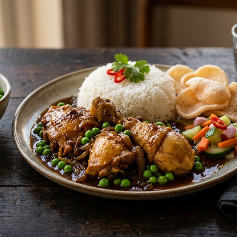Ajam smoor met tuinerwten recept