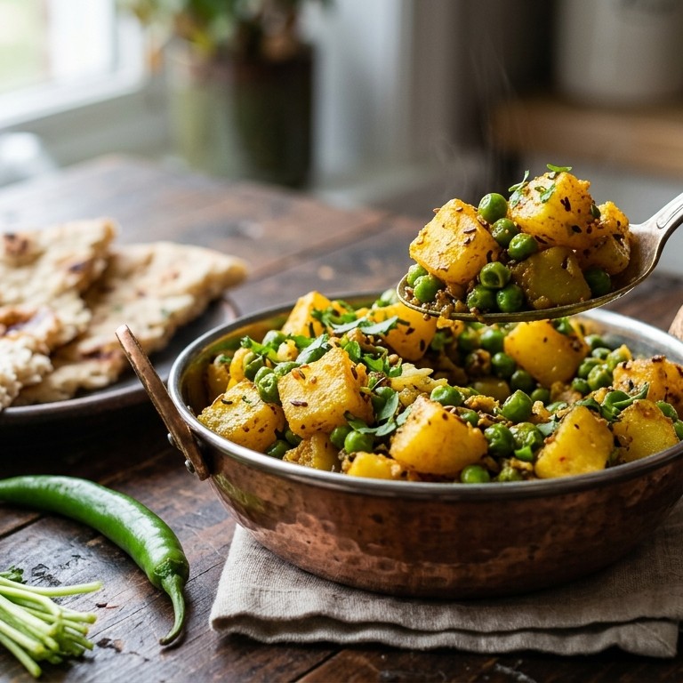 Alu mattar sukha (droge curry met aardappelen en erwtjes) recept