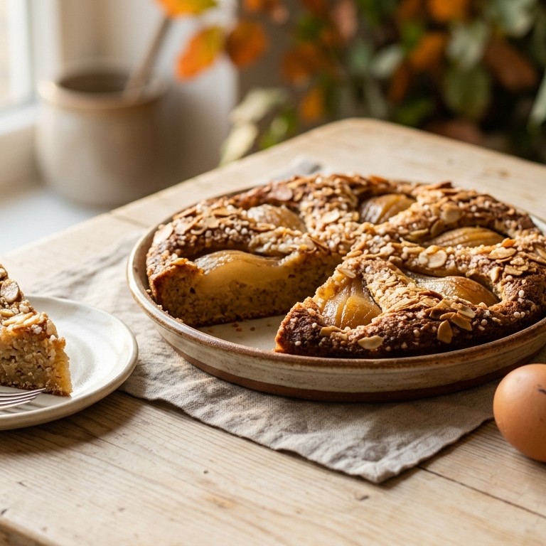Amandel-cake met peren recept