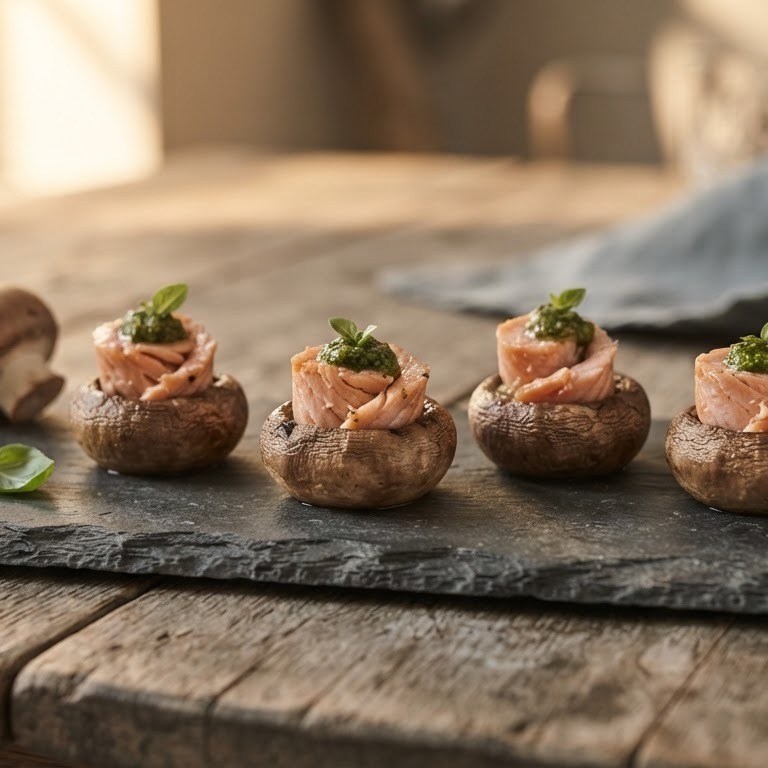 Amuse champignon en zalm recept