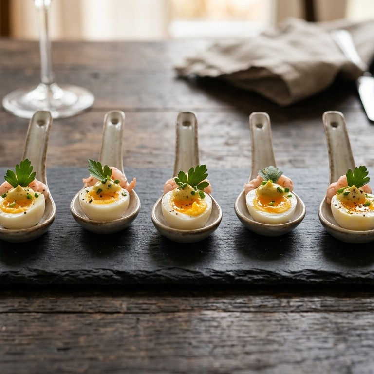 Amuse met kwarteleitjes en garnalen recept