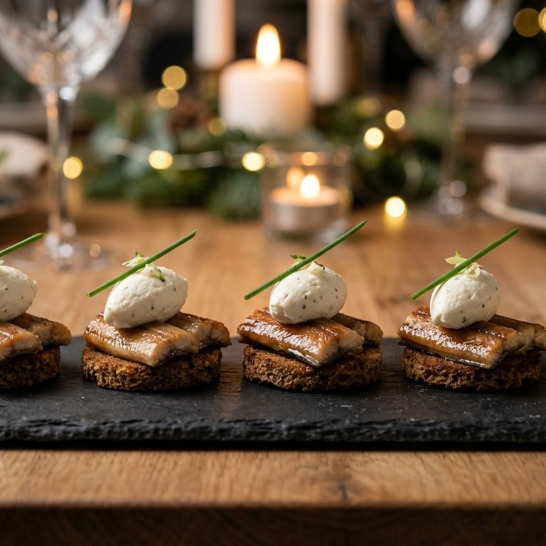 Amuse palingreepjes met mierikswortelroom recept