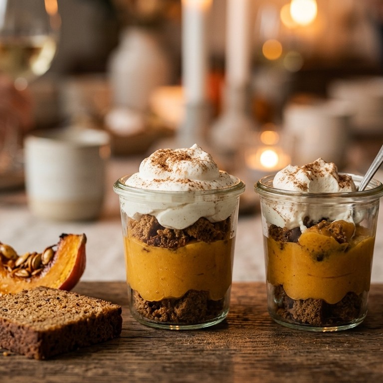 Amuse van pompoen met ontbijtkoek recept