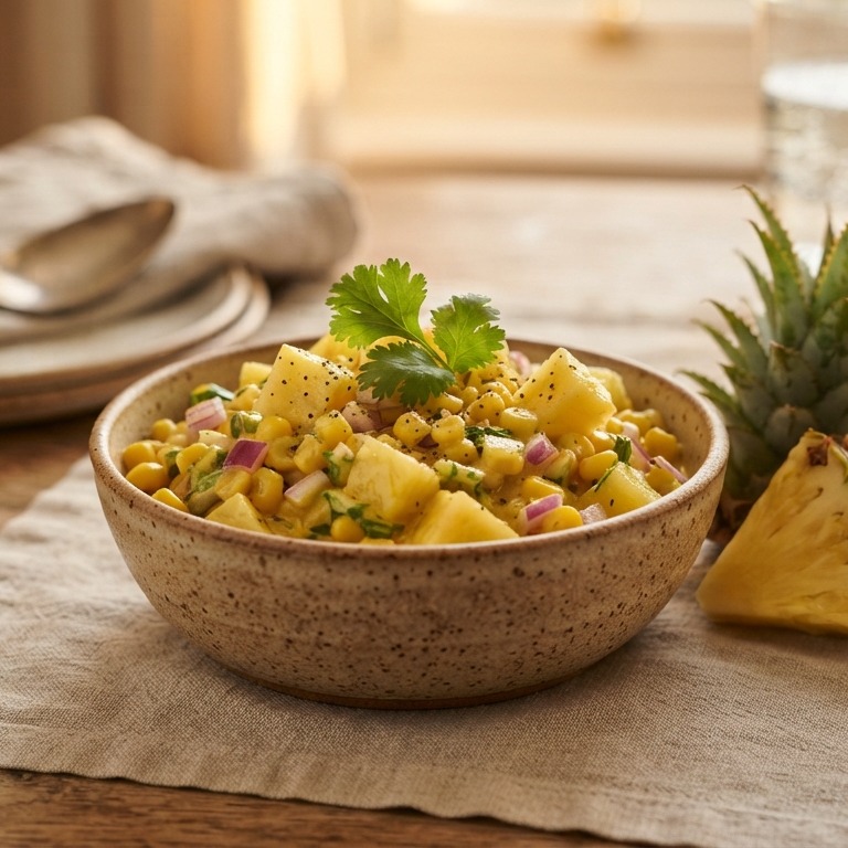 Ananas-maissalade met kerrie recept