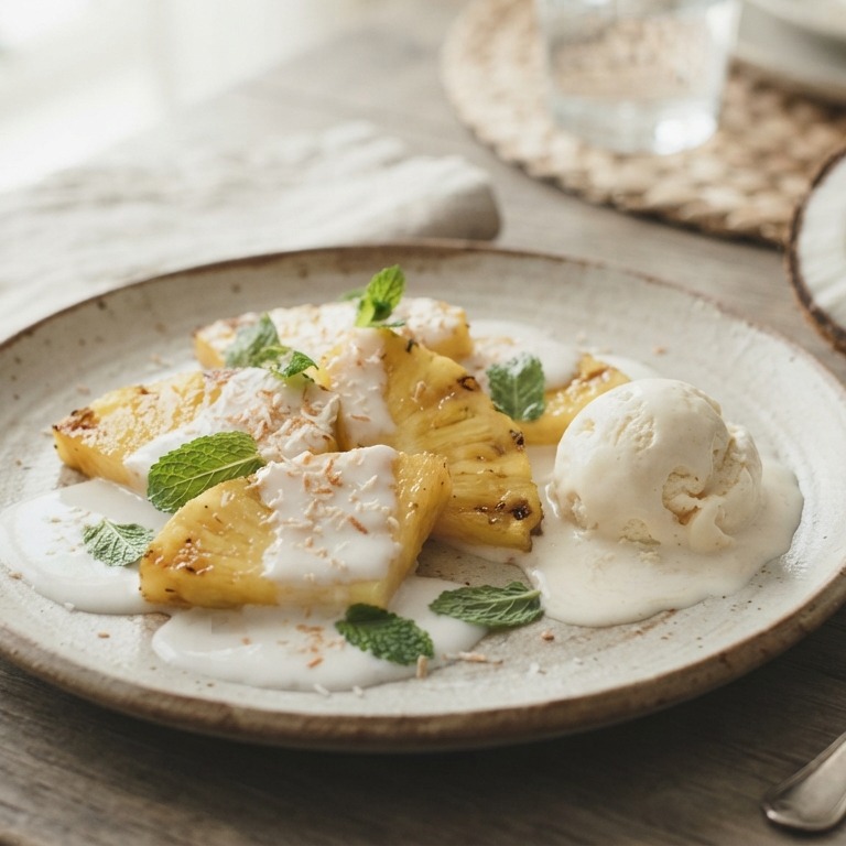 Ananas met zoete kokossaus recept