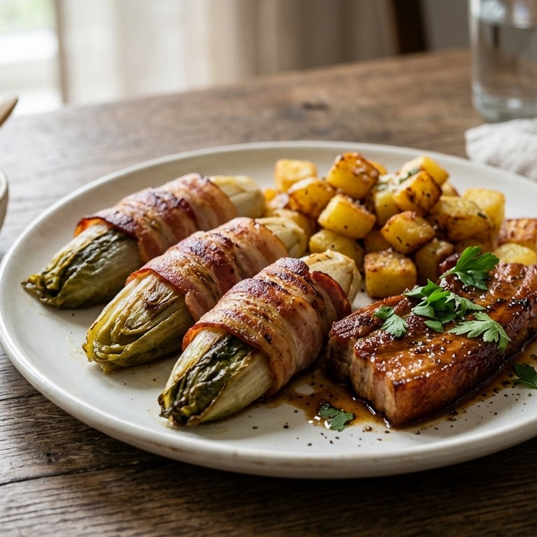 Andijvie in ontbijtspek recept